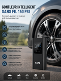 Gonfleur de Pneus Sans Fil 150 PSI – Compresseur d'Air Intelligent Rechargeable avec Écran LED