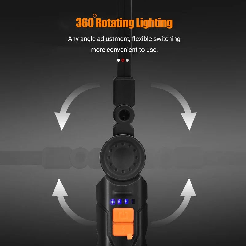 LAMPE LED COB Rechargeable 360° - Éclairage puissant pour voiture et atelier